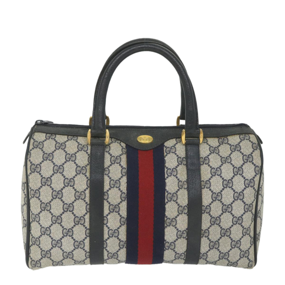 GUCCI GG Supreme Sherry Line Hand Bag Red Navy Gray 58 02 007 Auth 58751 - Picture 13 of 16